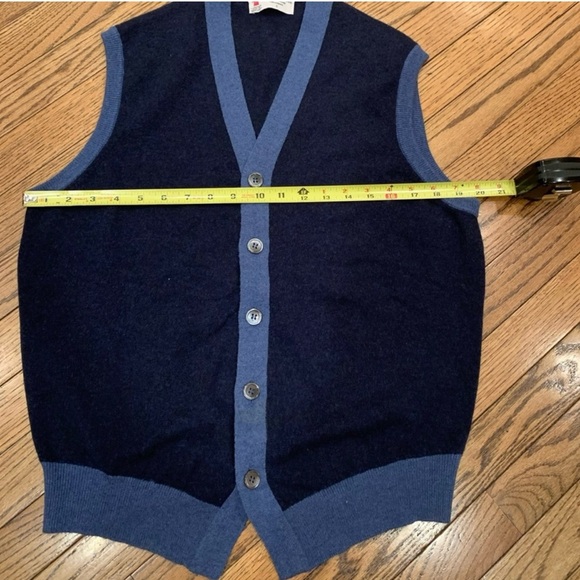 Turnbull Asser Navy Cashmere Vest with Light Blue Trim - Picture 3 of 4